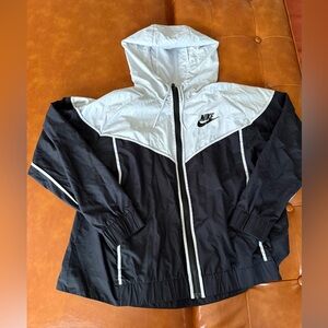 Nike Black & White Hooded Windbreaker Jacket
